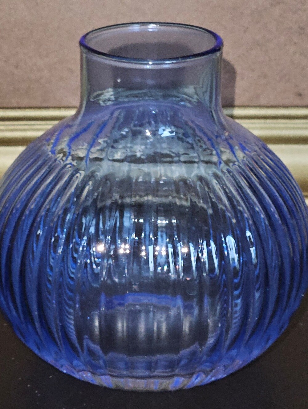 Room Essentials Blue Glass Ribbed Vase